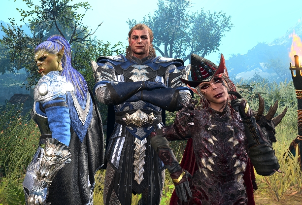 Tash, Filia, and Halsin, adventurers